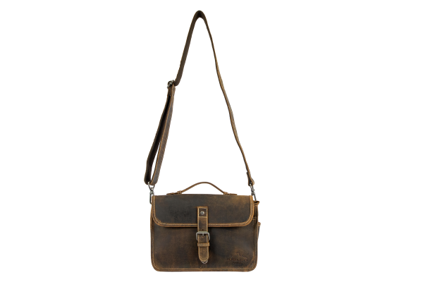 Alpenleder Leder Fototasche "Presse" Old Havanna